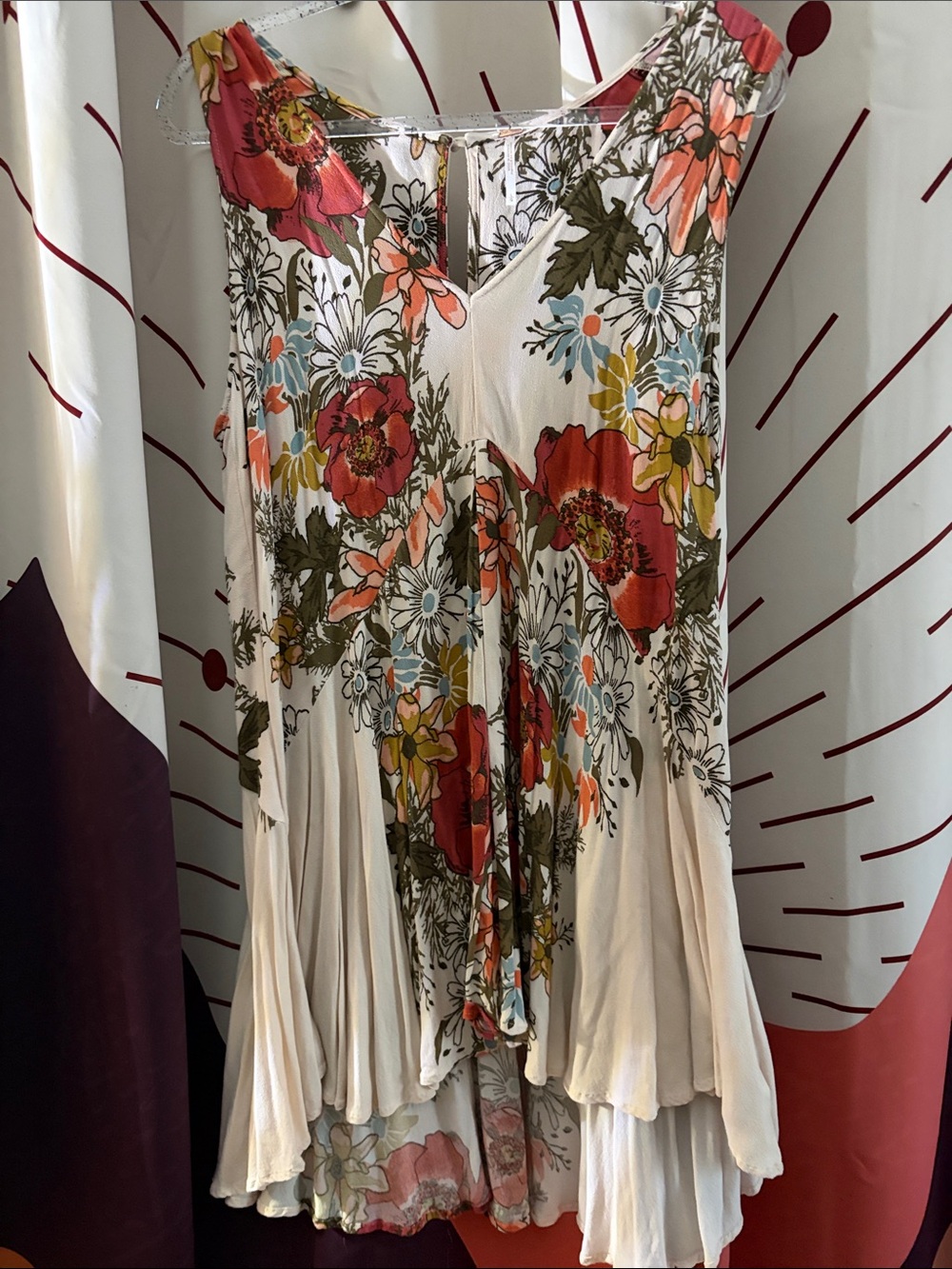Vintage Free People Backyard Party Floral Printed Tunic